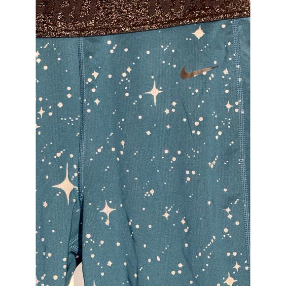 Nike Pro Dri-Fit Teal Starry Night Metallic Legging & Silver Sports Bra, Size M - Picture 4 of 11